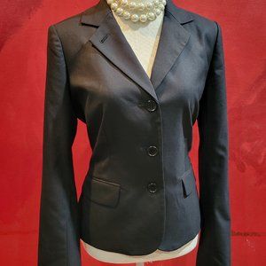 LK Bennett London Black Wool Blend 3-Button Blazer Jacket Size 8